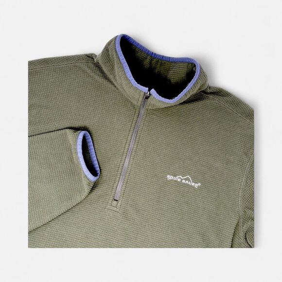 Eddie Bauer Fleece 1/4 Zip Pullover Mens XL Tall Green Long Sleeve Outdoor - Picture 1 of 8
